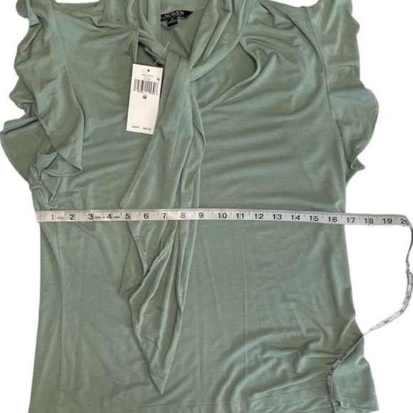 Lauren Ralph Lauren Sage Green Tie Neck Blouse - Picture 7 of 9